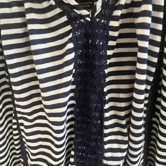 Torrid Blouse Womens 4 Blue White Peasant Style Short Split Sleeve Top - Picture 7 of 10